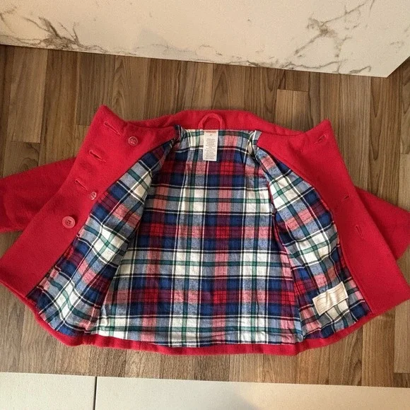 Gymboree Girls 2T Red Pea Coat Bows Double Breasted Christmas Holiday - Picture 7 of 11